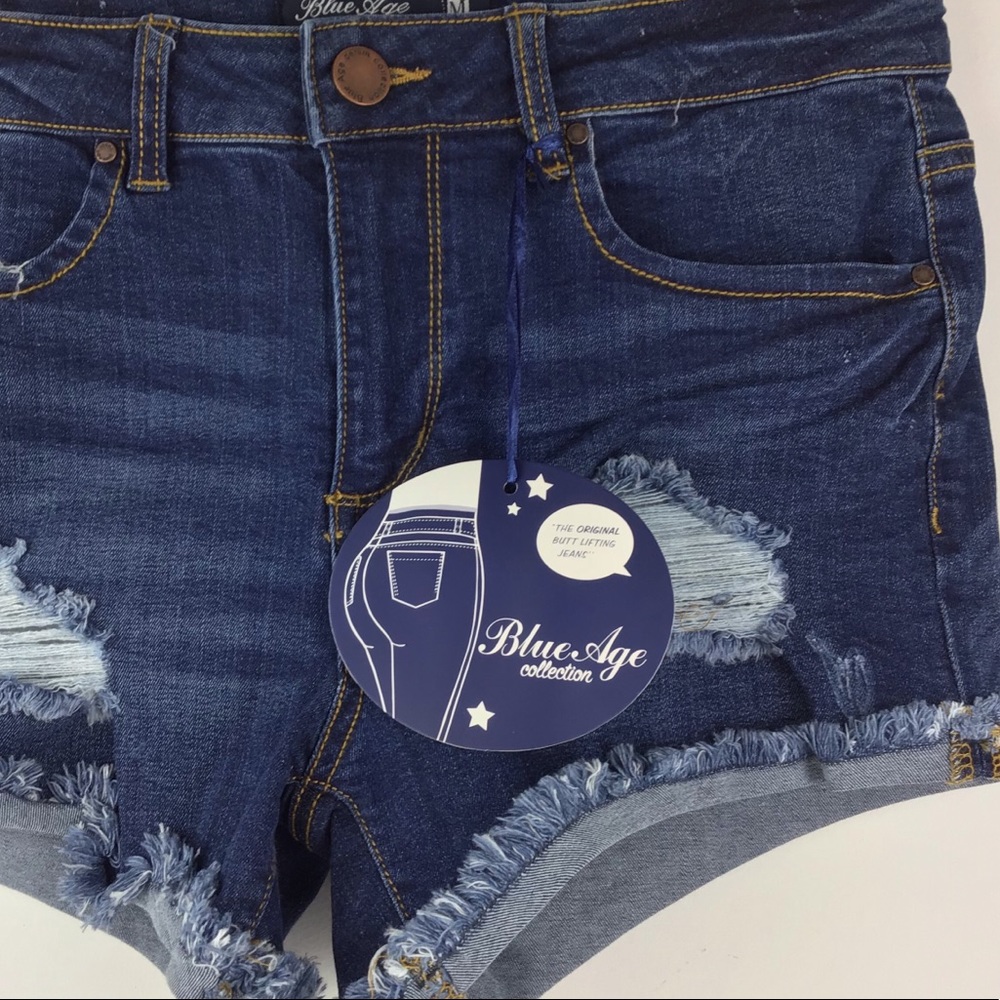 Cut Off Stretch Denim Shorts - Picture 4 of 8